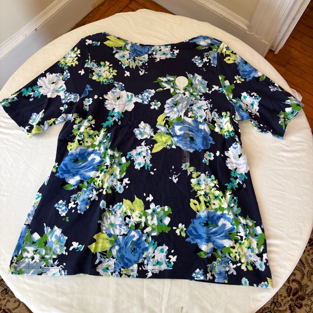 NWT CHARTER CLUB SHORT SLEEVED FLORAL TOP SIZE 1X WOMEN